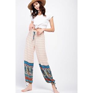 Boho Lightweight Waistband Printed Jogger Pants